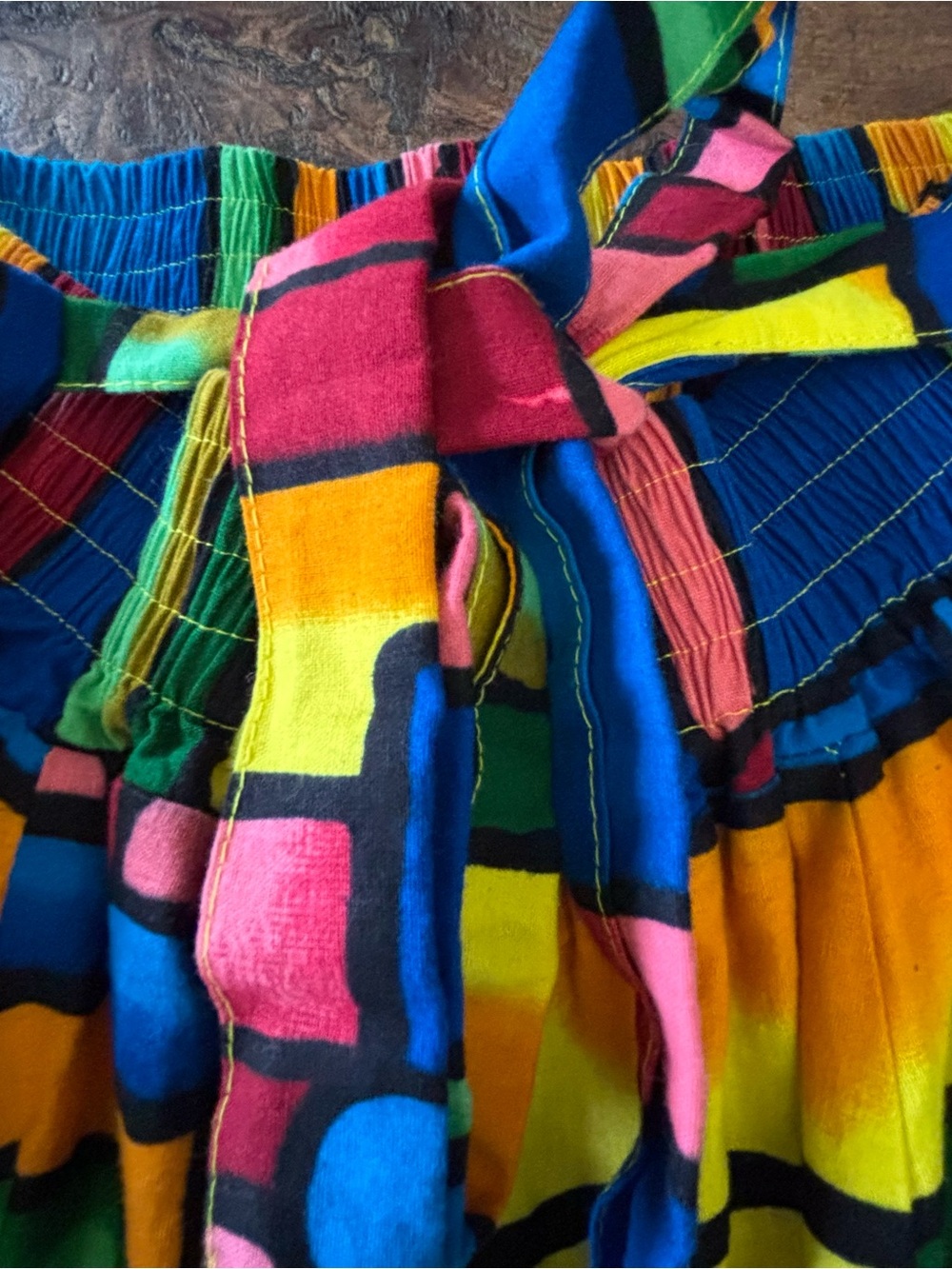 Colorblock Elastic Waist Swing Skirt - Multicolor - Picture 6 of 7